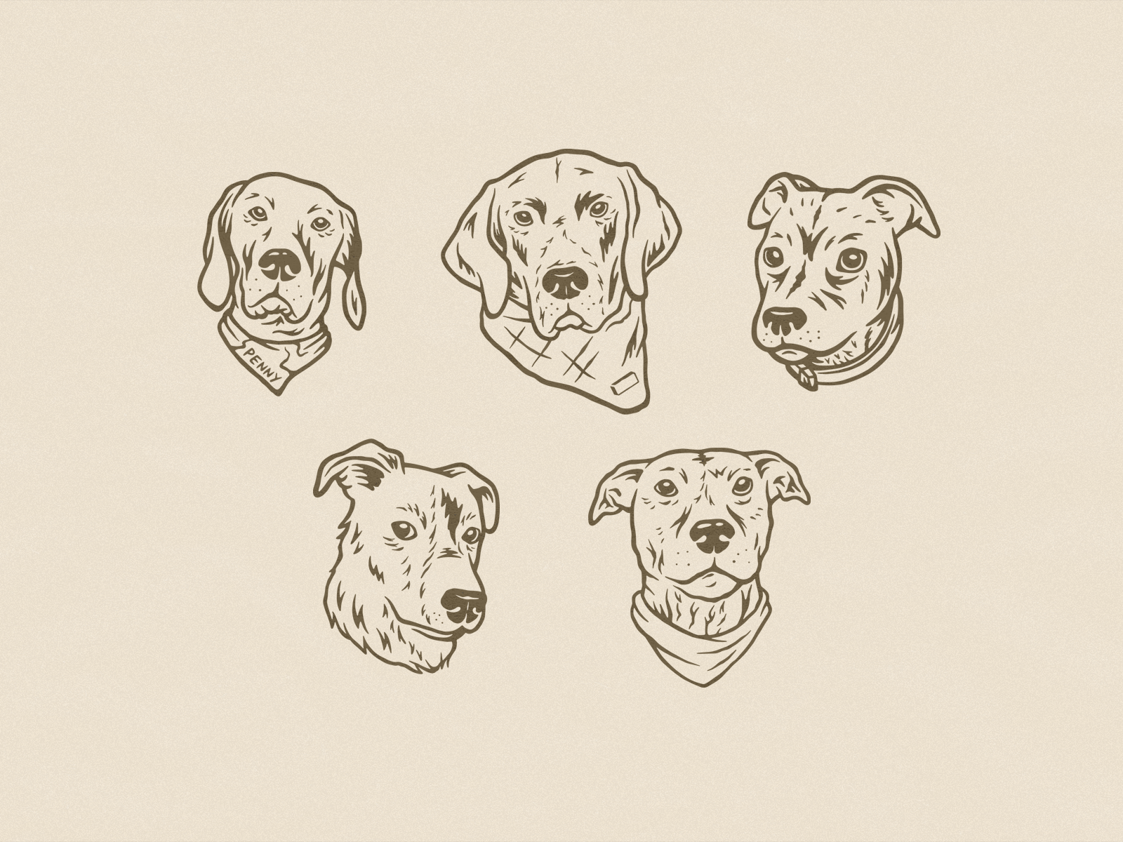 Good doggies branding commission design dogs handdrawn illustration vector