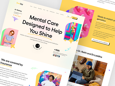 Sunjoy - Mental Health Care Services branding counseling design exploration health landing page landingpage medical medication medicine mental mental health online services services testing ui uidesign user interface wellness woman