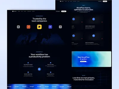 AI-Powered landing page scroll design ✦ NovaFlow ai crypto design e commerce home page landing page scroll service site startup ui ux visual web web design website