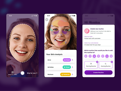 Lifestyle & health mobile app branding graphic design health illustration lifestyle mobileapp mobileappdesign productdesign skinanalysis uidesign uxdesign