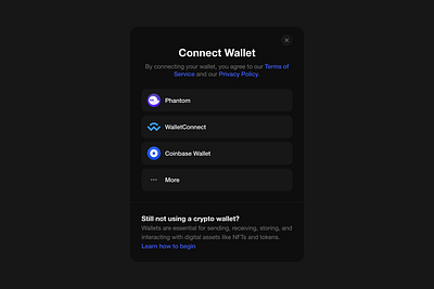 Connect Wallet Modal - Dark UI bitcoin cex connect crypto dex ethereum solana swap trading ui ux wallet web3