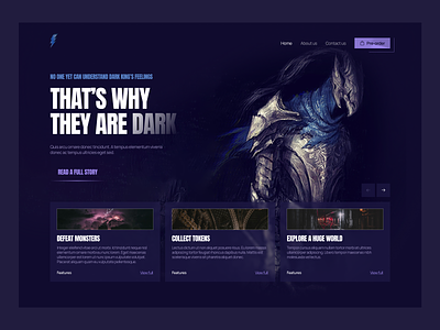Game page action adventure concept dark design entertainment game game page gaming king loot page pc play playstation preorder ui ux website xbox