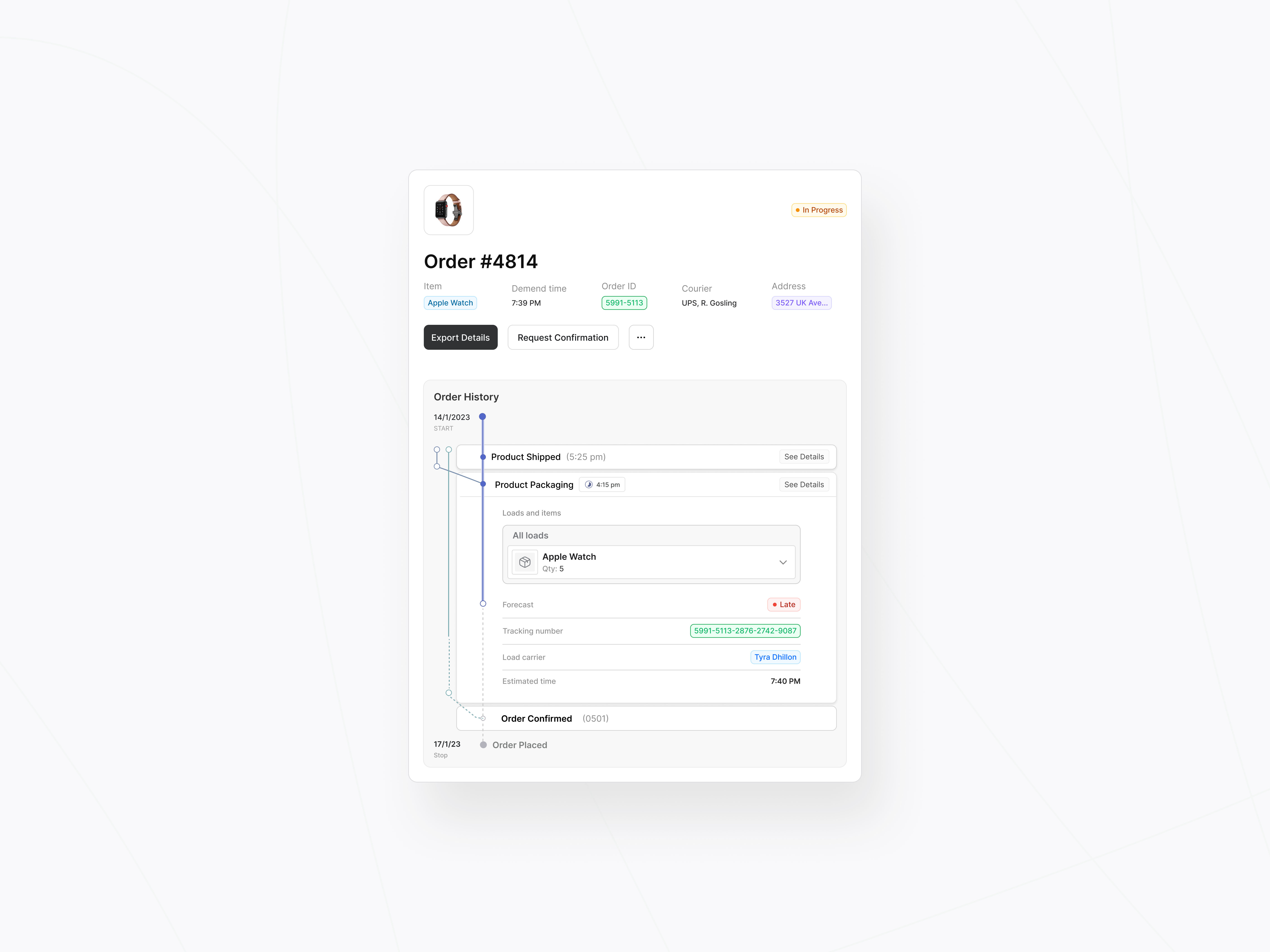 Order Tracking UI card design cleanui component dashboard design figma order tracking product design productdesign ui ui component ui design ui ux user interaction user interface