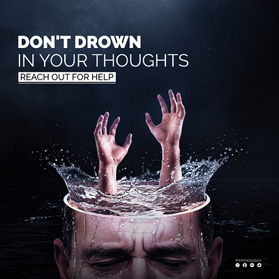 Lost in Mind anxiety conceptualart creativeposter depression drowninginthoughts emotionaldesign mentalhealth mindstruggle overthinking psychology surrealart therapy