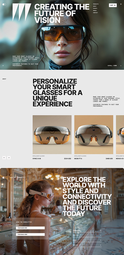Futuristic smart glasses ui