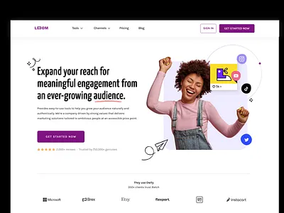 LOOM - Social Media Planner brand identity branding buffer graphic design instagram interface landing page marketing mobbin productivity tool socail media tools social media ui design ui8 website design