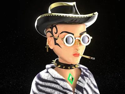 Space Cowboy H0109 3d animation 3d art 3d character 3d illustration 3d modeling character design character modeling digital art digital sculpting nft nftart