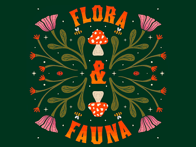 Flora& Fauna - Digital Illustration bold typography botanicaldesign colorful creative creative design dark green digital art digital illustration fauna flora flora annd fauna floral elements floralvibes flowers gardeninspo illustration modern mushroom typography whimsicalart