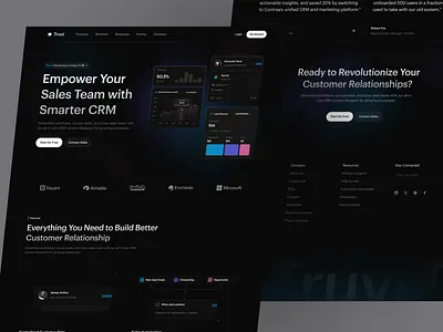 Truvi - CRM Landing Page clean crm crmdashboard customer dashboard design figma motion motiongraphics sales ui uidesign ux web design website