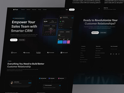 Truvi - CRM Landing Page clean crm crmdashboard customer dashboard design figma motion motiongraphics sales ui uidesign ux web design website