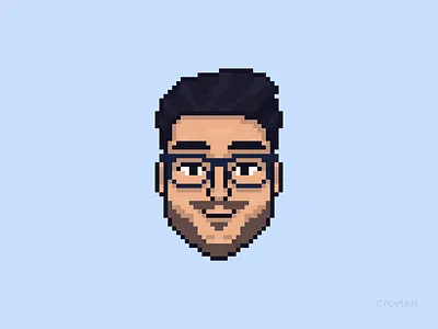 Pixel Art Self-Portrait 16bit 32bit 8bit aseprite augusto augustocarrilho beard blue branding crowlen design dev game gaming glasses illustration pixel pixel art self portrait sprite