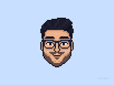 Pixel Art Self-Portrait 16bit 32bit 8bit aseprite augusto augustocarrilho beard blue branding crowlen design dev game gaming glasses illustration pixel pixel art self portrait sprite