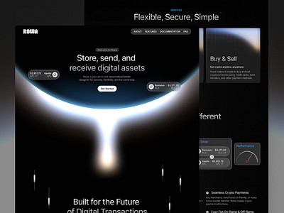 Crypto Wallet Futuristic Glassmorphic Landing Page app design app ui banking mobile app blockchain app crypto app crypto exchange crypto payments cryptocurrency etherium finance financial app fintech mobile app memecoin mobile app mobile app design product design swap token web3 design