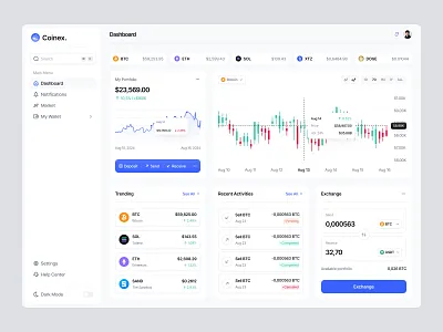 Coinex - Crypto Platform banking crypto cryptocurrency design figma finance financial fintech invest platform stocks ui ux