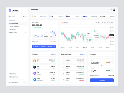 Coinex - Crypto Platform banking crypto cryptocurrency design figma finance financial fintech invest platform stocks ui ux