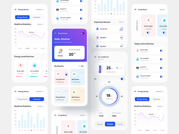 Smart Home Mobile App Design by Oyasim Ahmed for Dude Shape on Dribbble