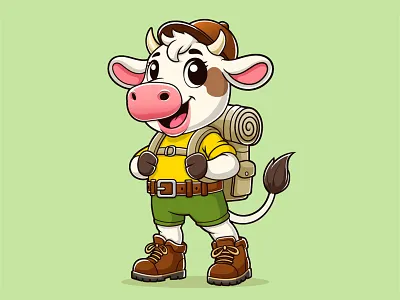 Happy Cow Cartoon Mascot | Character Design 2d cartoon beehaya.com cartoon cartoon character cartoon mascot character design cow cartoon mascot cow mascot design free download graphic design happy cartoon character illustration mascot mascot design mountaineer vector vector image