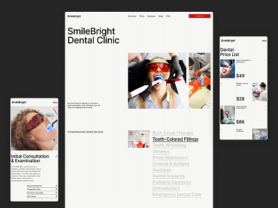 SmileBright - Modern Web Design for a Dental Clinic best web design clean design clinic dental design design trends healthcare landing page medical minimal mobile friendly modern website responsive design smile ui user experience uxui visual design webdesign website