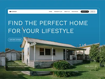 HOMMY - Real Estate Hero Landing clean design design system hero landing landing page real estate real estate landing uiux web design