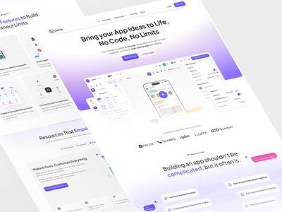 Genie - App Builder Landing Page app builder bento card code builder customer story design faq gradient illustration landing page no code saas testimonial ui ux web app web design website