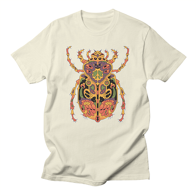 Disco Beetle album bee beetle branding colorful death design flower graphic design illustration merch mushroom playful psychedelic skull ui