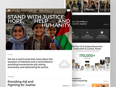 Crowdfunding Landing Page charity charity website clean crowdfunding design donation free palestine homepage humanity justice landing page minimalist palestine peace ui ui design uiux web design website website design