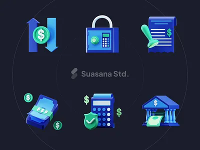 Multiangle 3D Banking Icons - Preview 1 3d bank banking blender cinema4d credit card deposit finance icon pack illustration landing page money payment transaction