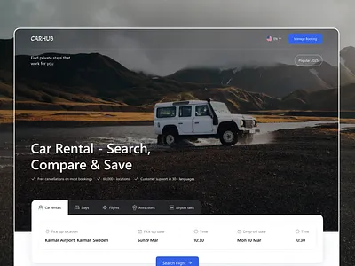 Car Rental Website airplane car booking car rent service car rental car rental landing page car rental website flight booking flight ticket hotel online booking platform rent a car rental company schedule management searching flights shasanko creations travel ui ux web design