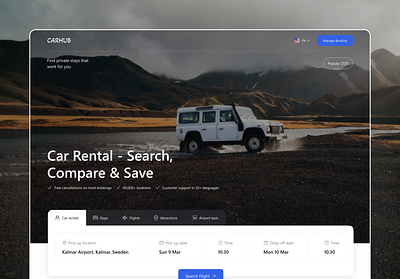 Car Rental Website airplane car booking car rent service car rental car rental landing page car rental website flight booking flight ticket hotel online booking platform rent a car rental company schedule management searching flights shasanko creations travel ui ux web design