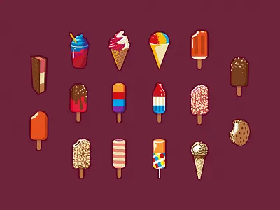 Icon set branding gelato graphic design ice cream icon icons illustration popsicle stickers vector