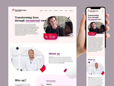 Aster Canada UI design branding canada clean design concept human resource landing page landing page design medical website nursing one page website ui ux website design