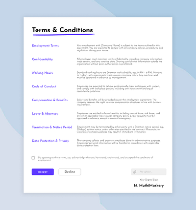 Day 89 - Terms & Conditions 100dayschallenge clarityindesign companypolicy contentstrategy creative daily ui 089 daily ui 89 digitaldesign employmentdesign legaldesign termsandconditions typographymatters ui uidesign userexperience userfriendly uxdesign