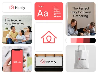 Nestly - Logo And Brand Identity concept airbnb brand brand identity branding design graphic design home homestay house logo logo design vector