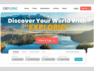 Exploric: The ultimate travel platform Concept Design. app app design behance branding creative dailui design figma graphic design illustration logo product design typography ui uidesign uitrends ux uxdesign web design website