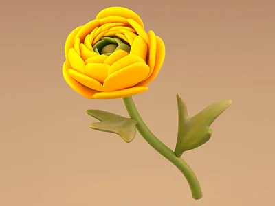 Yellow Ranunculus Flower - 3D 3d 3d abstract art 3d art 3d design 3d model 3d visual abstract art clean floral design flower model flowers inspire nature nature insparation plant ranunculus flower yellow yellow flower yellow ranunculus flower