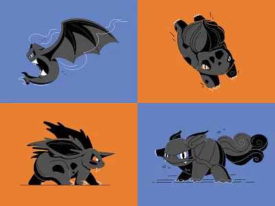 Pokemons #2 bright character characterdesign color design flat illustration monster