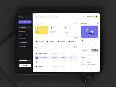 Cloudice - Dashboard design for a cloud storage company clean dashboard dashboard design digital product minimal platform design ui ux web app web app design web application