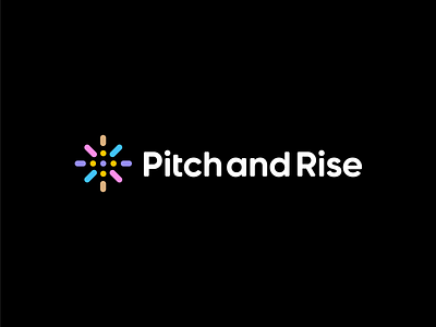 Pitch and Rise abstract logo branding colab collaboration fireworks identity logo pitch rise space star sun symbol