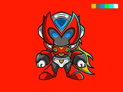 Red Megaboy cartoon art cartoon style chibi art chibi illustration colorfull cute fanart kawaii megaman zero red retro art robot sega