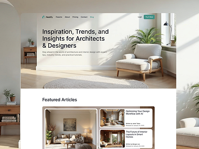 Nestify - Architectural & Interior Drawing [Blog Page] architech article blog blogspot clean design designer information interior landing page news post ui web website