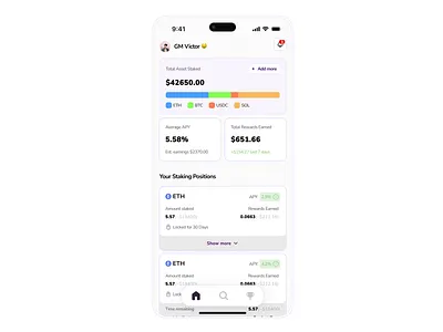 Token Staking UI app cryptocurrency design illustration mobile app design mobile design product design ui uiux web3