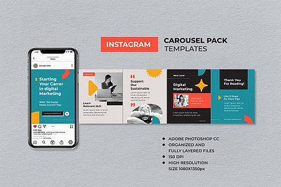 Orange Marketing Instagram Carousel advertising carousel communication design instagram instagram carousel instagram photo instagram template marketing media mobile orange marketing instagram post promotion sale slide social social media story