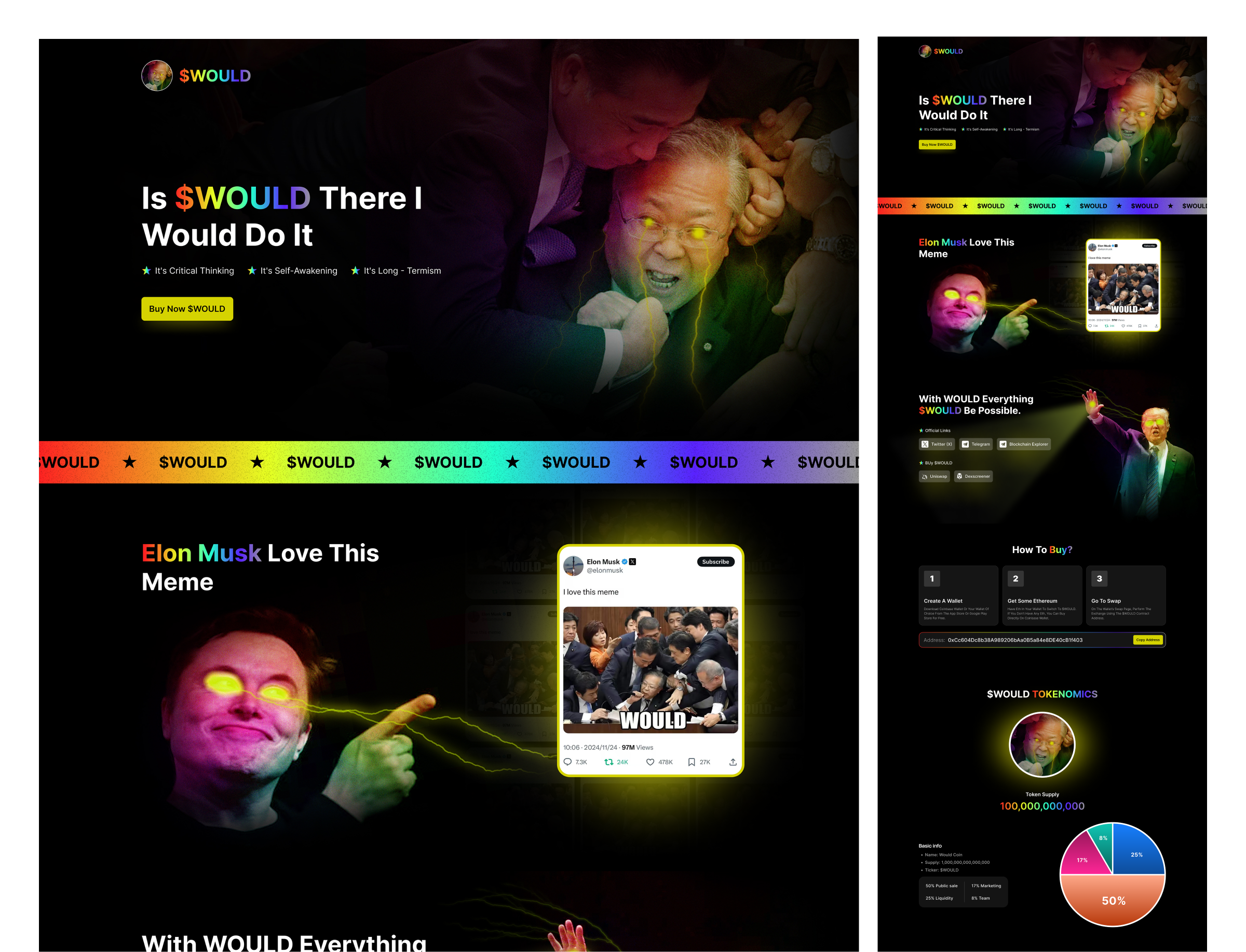 Would Meme Coin Figma Website UI Design coin crypto cryptocurrency design figma figma design figma kit meme token memecoin memecrypto token ui ui design ui kit ui kit design uiux ux web design web ui kit would