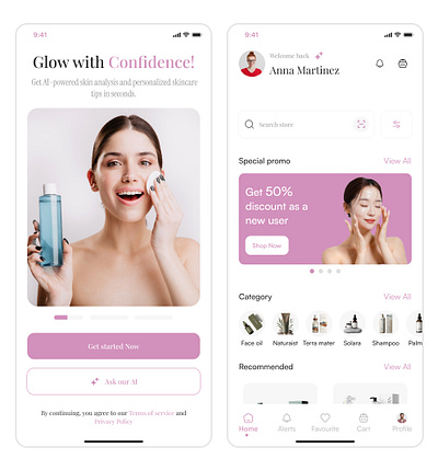 Skincare products mobile app. I'm open for a design gig design figma mobile design ui ui ux ux web design