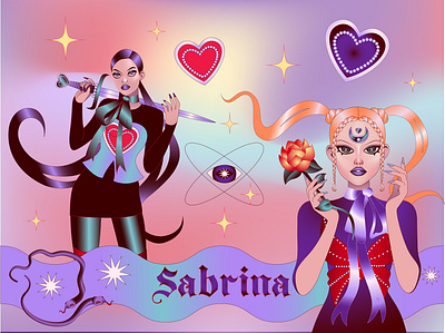 Sabrina 🔮 2d adobe illustrator character illustration design gradients identity illustration logo logo design packaging playing cards presentation product design social media startup tarot vector vector art vector illustration