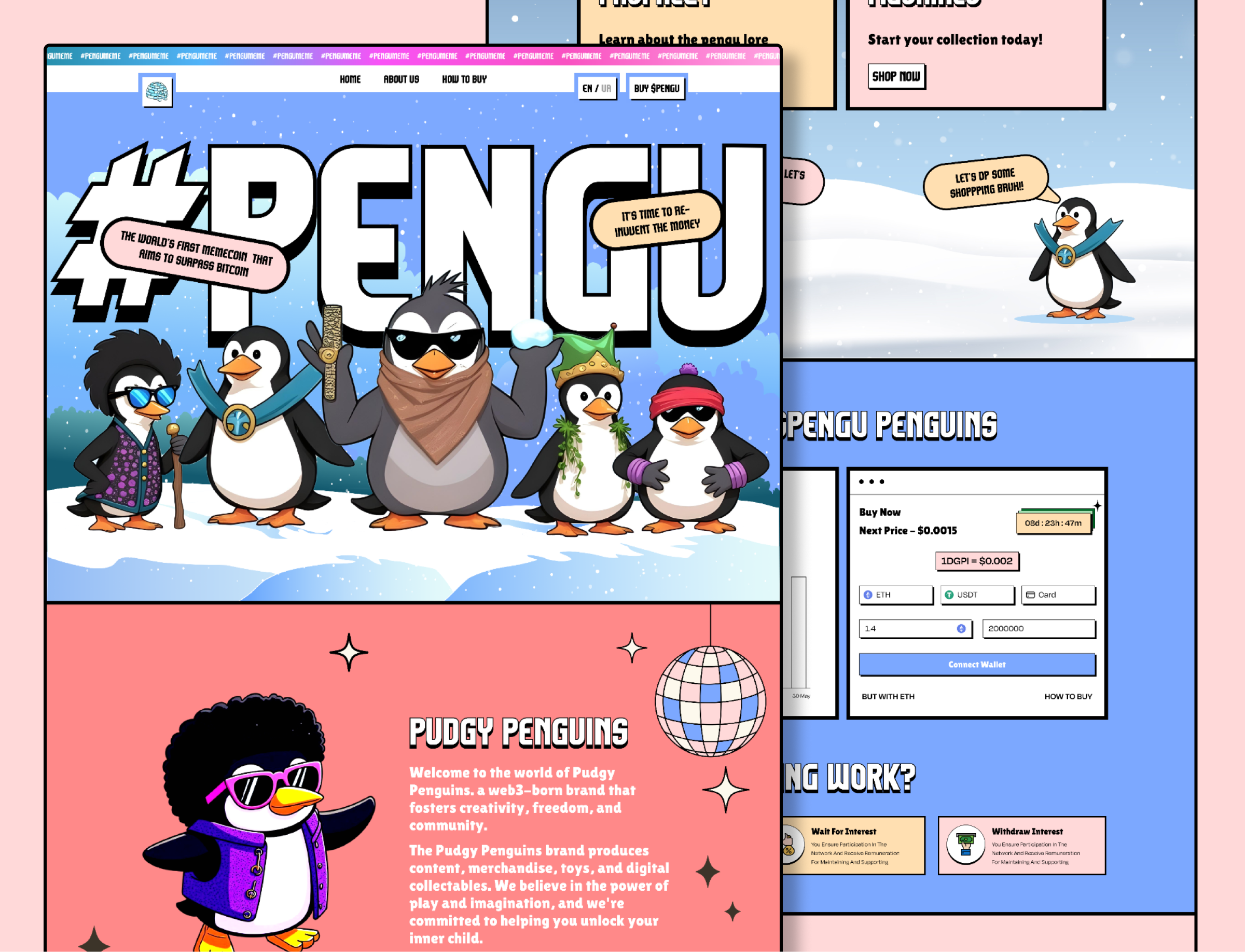 PENGU Meme Coin Figma Web UI Kit crypto crypto token design figma figma design meme coin website meme coins meme crypto memecoin pengu pengu coin token ui ui design ui kit uiux ux ux design web ui design web ui kit