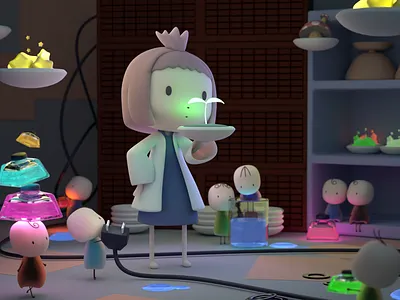 Ink Factory - A Tiny World of Colors 3d 3dart 3dcg blender blender3d cozy cute design fantasy illustration minimal