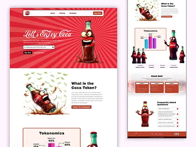 Coca Meme Coin Figma Website UI Design coca coca cola crypto crypto design design figma figma design graphic design landing page meme coin website meme token token token coin ui ui kit uiux design ux web ui kit website ui website ui design