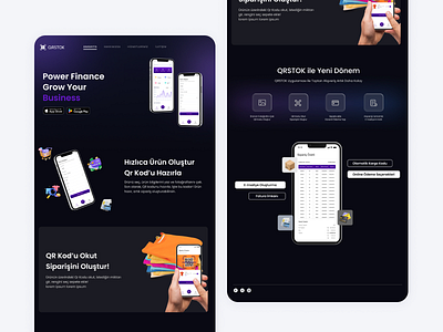 App Website UI Design app code cta darktheme design management mobile mockup qr qrcode stock tasarım ui ux uygulama web website