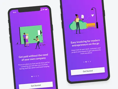 Value-based onboarding tour for freelance payment app app branding carousel design graphic design illustration ios onboarding tour ui ux vector welcome screen welcome tour